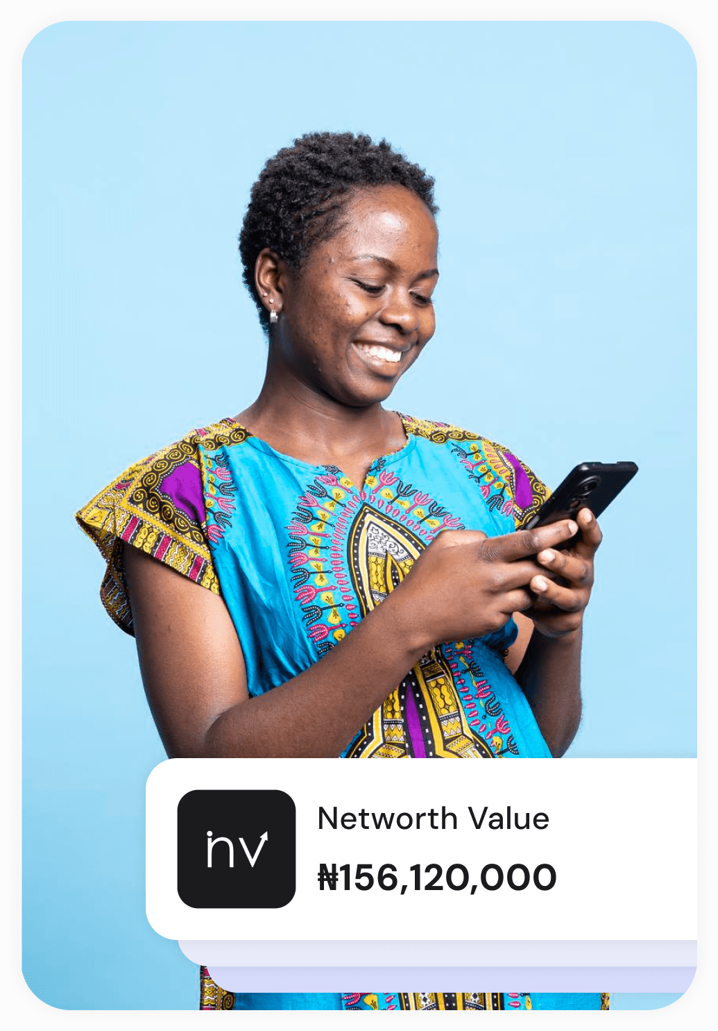 Person using the eanvest app showing a networth of ₦156,120,000